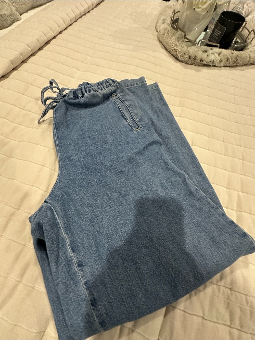 Zara Light Blue Denim Pant and Shirt Set